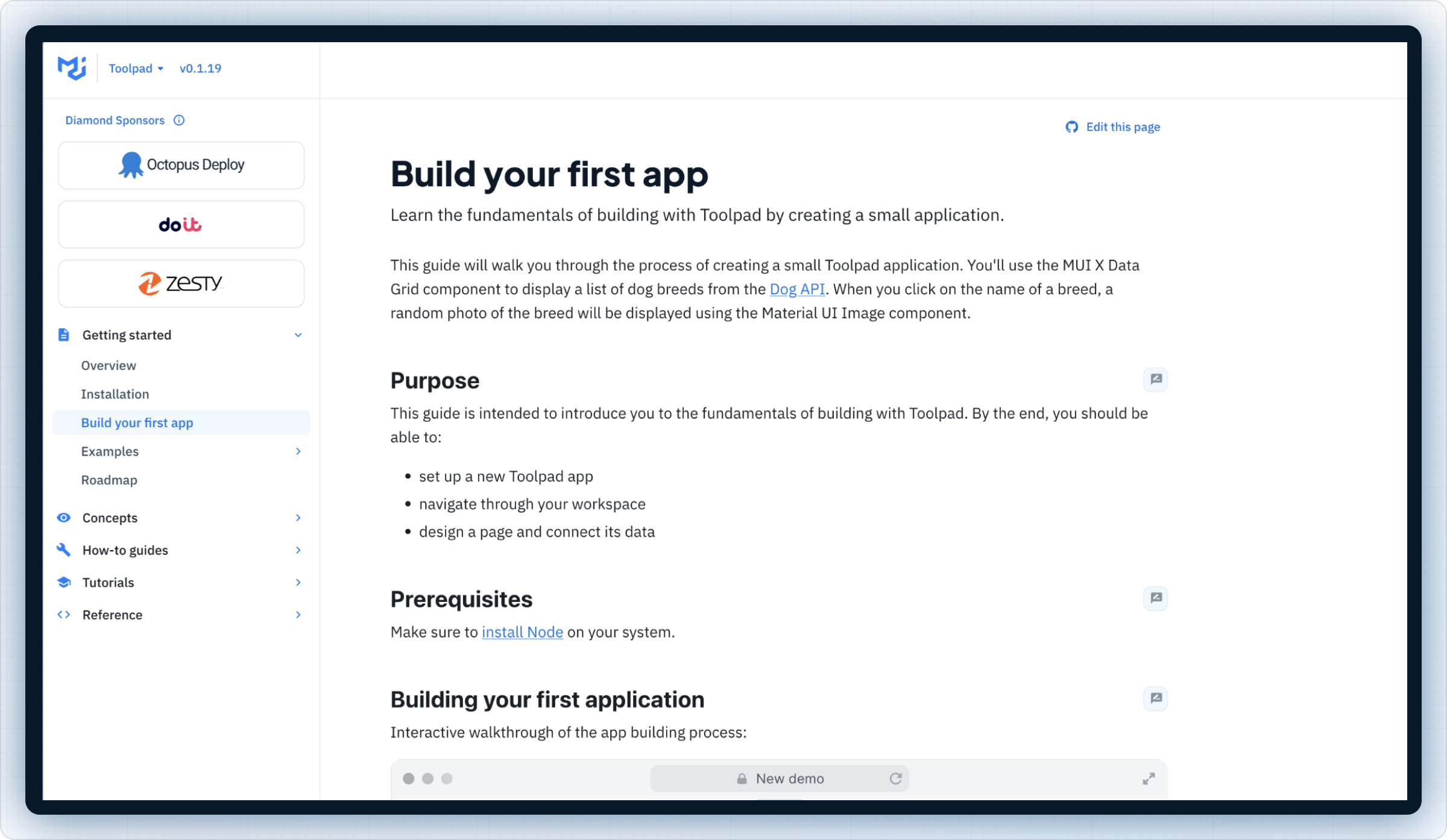 Toolpad documentation and instructions on how to use it